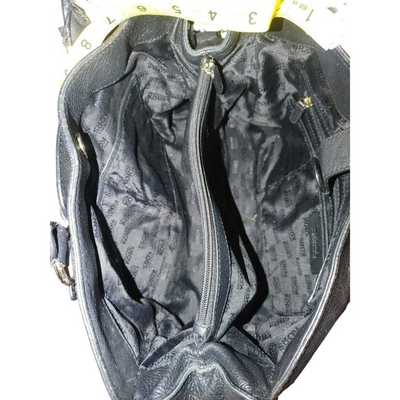 Michael Kors Satchel Hamilton Black Leather Handbag Gold Chain Strap Logo Plate - Picture 14 of 14